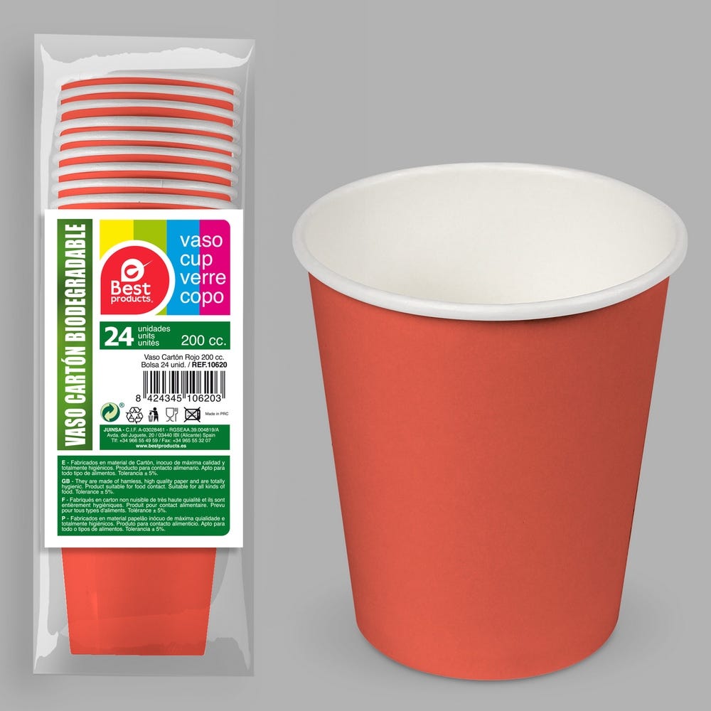 VASO S/24 10620 CARTON ROJO 200 CC