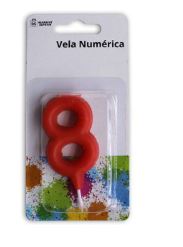 VELA A7813 ROJA Nº 8 CON PINCHO