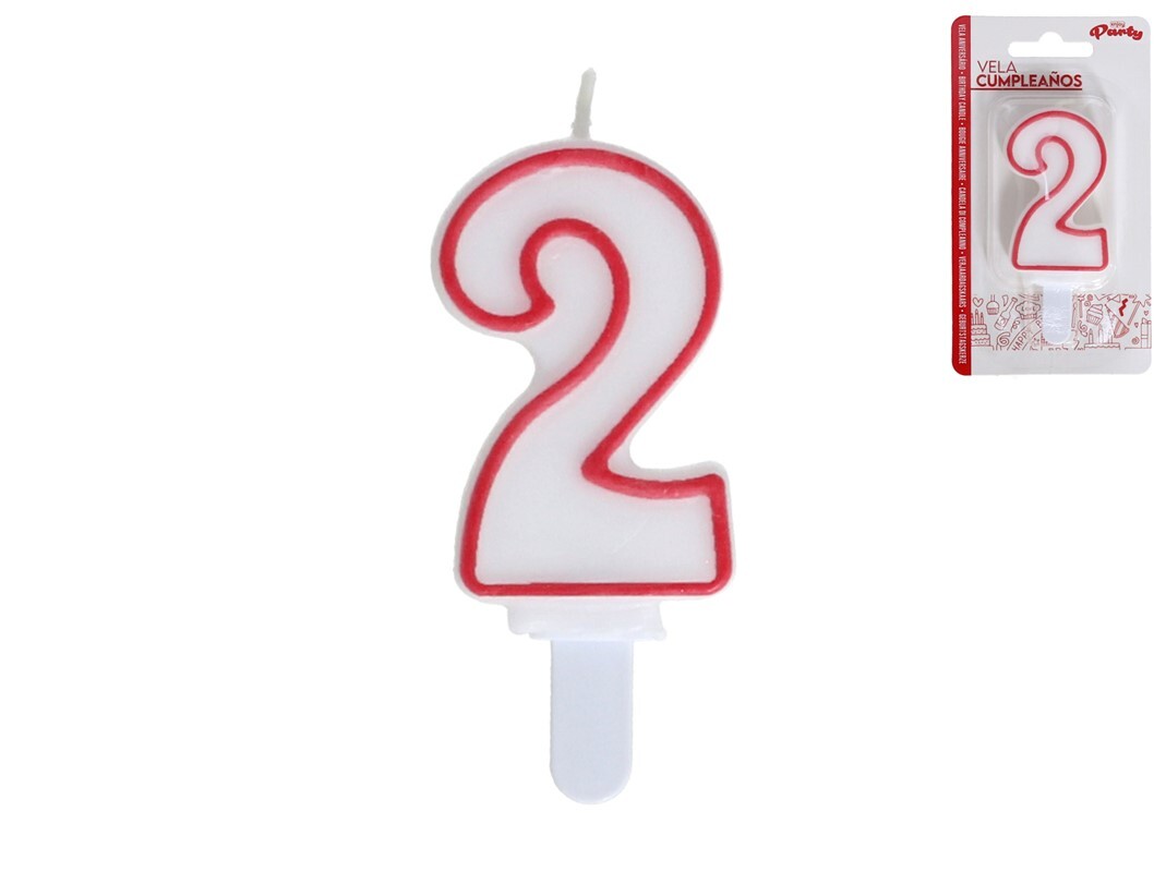 VELA CUMPLEAÑOS ROJO/BLANCO Nº2